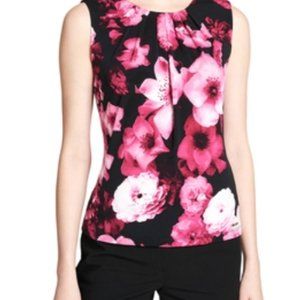Calvin Klein Floral Pleated Neck Blouse